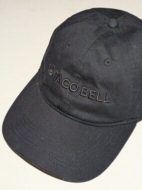 Authentic Taco Bell Embroidered Logo Hat Ball Cap Black On Black Adjustable